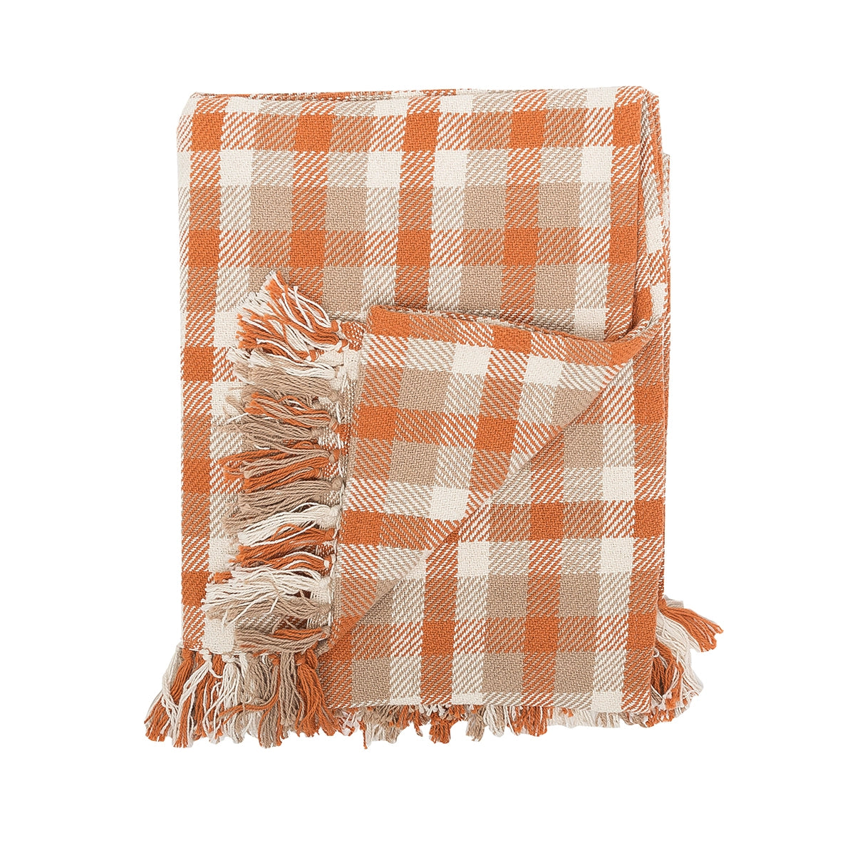 Dunmore Orange Plaid Throw Blanket