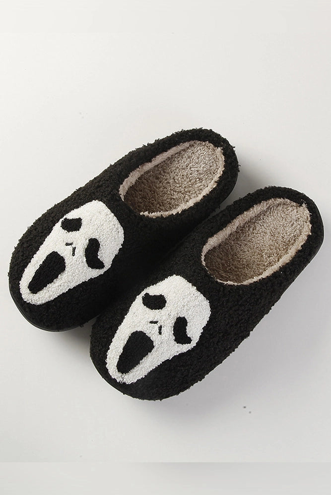 Screaming Ghost Face Knit Slippers
