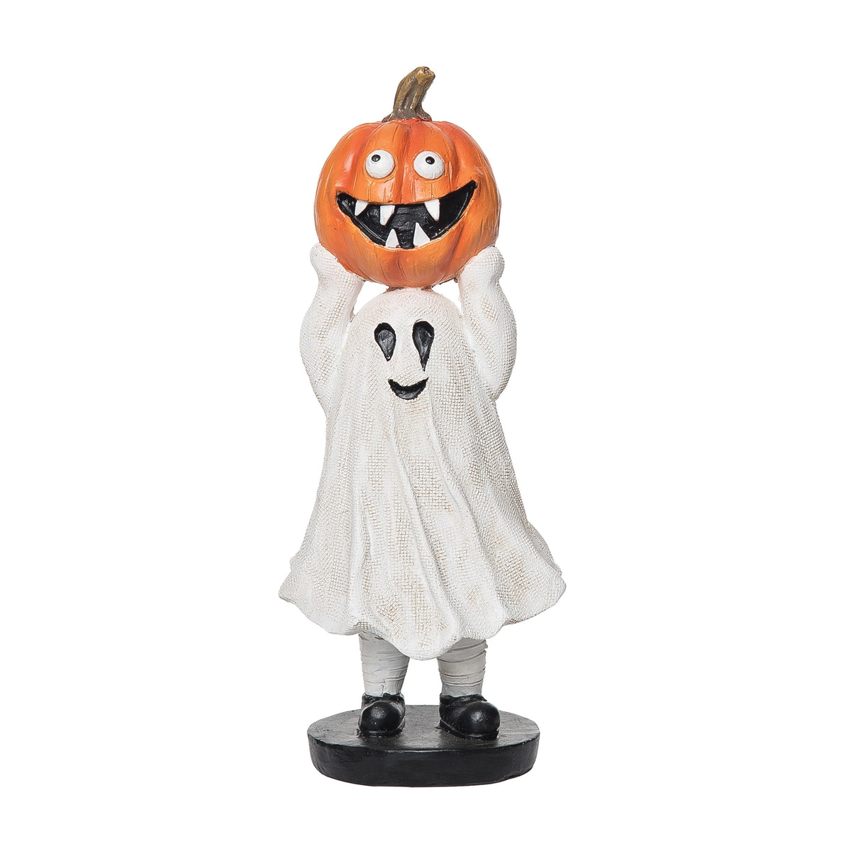 Halloween Ghost Costume & Jack-O'-Lantern Pumpkin Figurine
