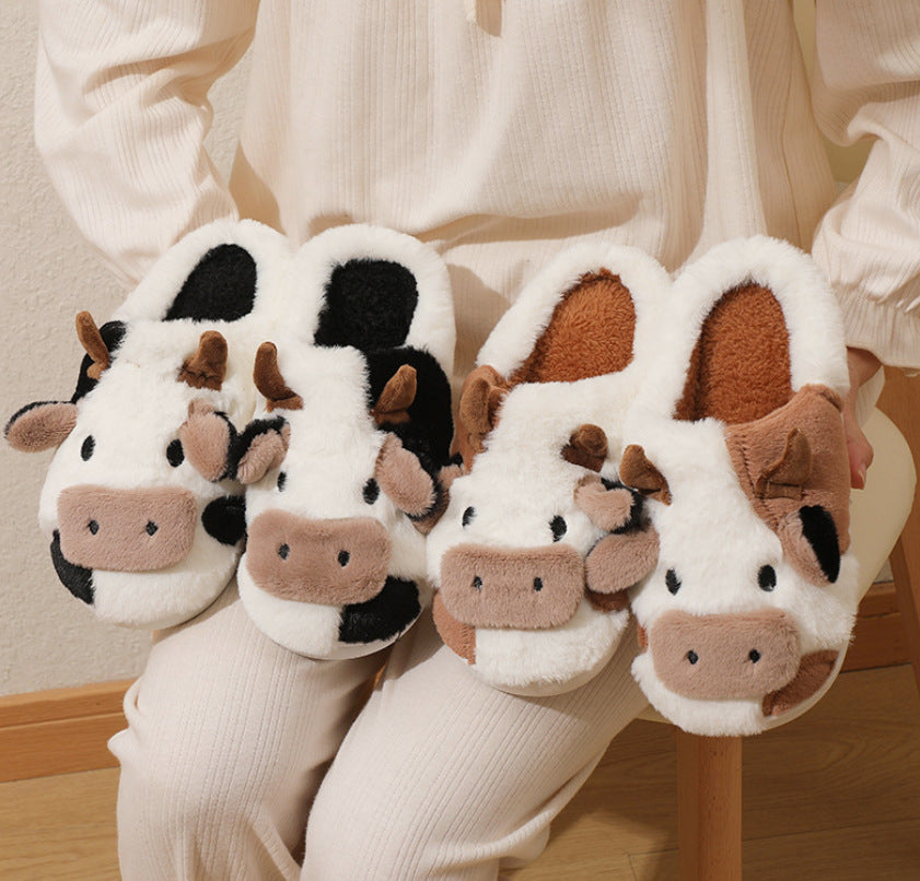 Cow Fluffy Knit Slippers