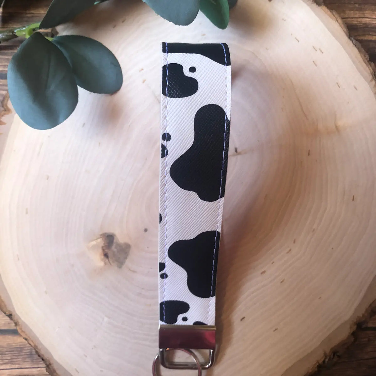 Cow Print with Pink - Keychain Wristlet