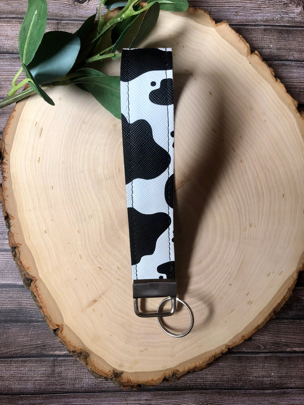Cow Print Keychain Wristlet