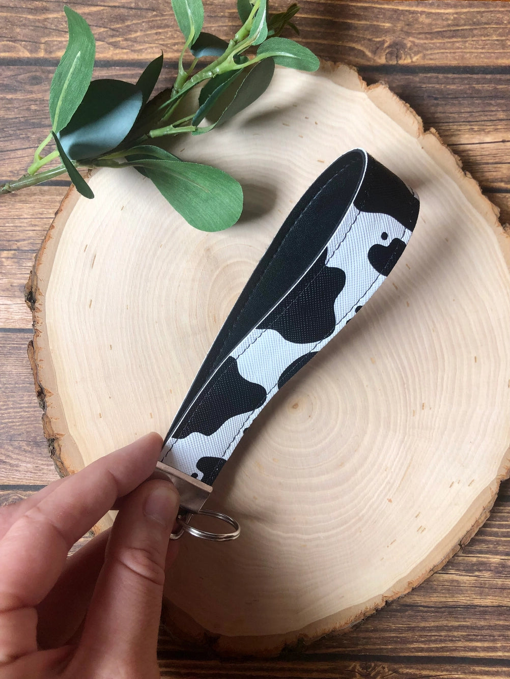 Cow Print Keychain Wristlet