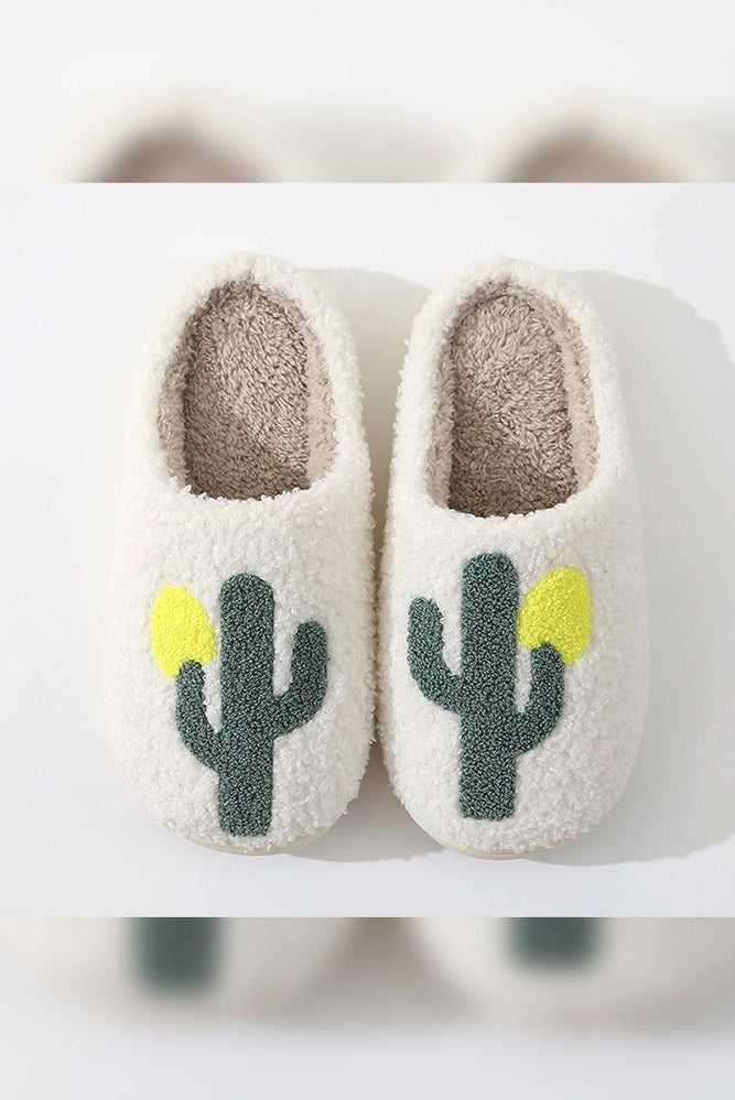 Cactus Print Knit Slippers