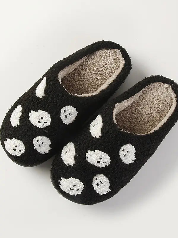 Black and White Ghost Knit Slippers