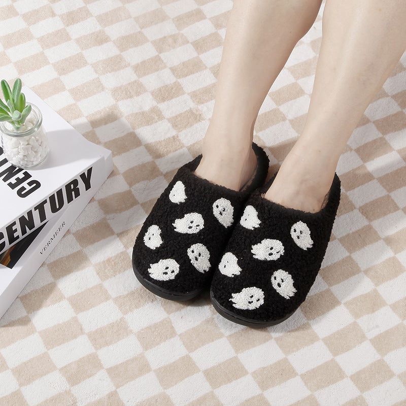 Black and White Ghost Knit Slippers