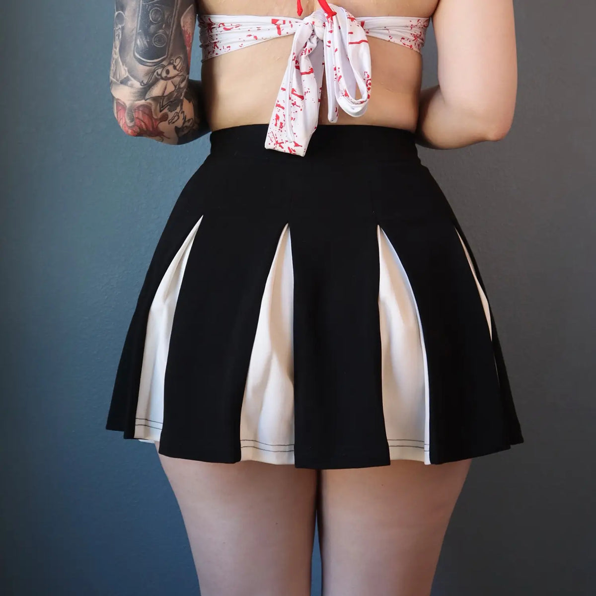 Dual Tone Mini Pleated Skirt