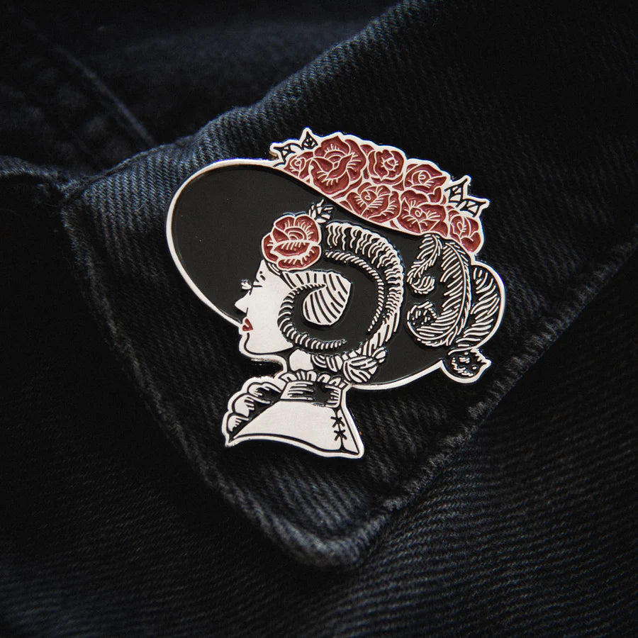 Horned Lady in Derby Hat Pin